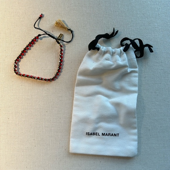 NEW Isabel Marant Adjustable Beaded Bracelet, Black/Orange-Red/Gold - Picture 3 of 3